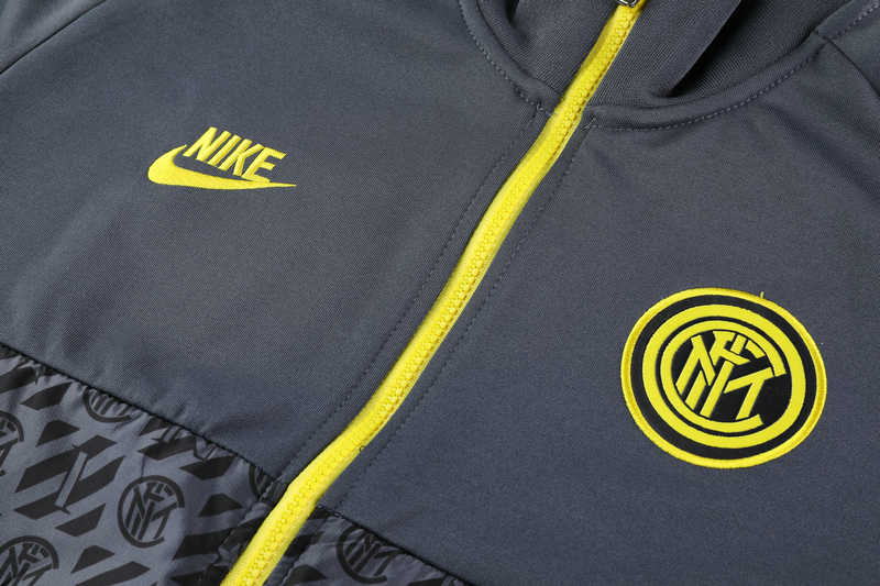 19-20 Inter Milan Gray Yellow High Neck Collar Training Kit